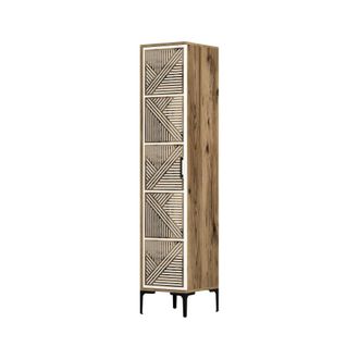 Dmora Armario Multiusos 1 Puerta Mekbuda, Muebles Multifuncionales, Zapatero, Armario Para Zapatos, 48x40h201 Cm, Nogal Y Blanco, Con Embalaje Reforzado - D