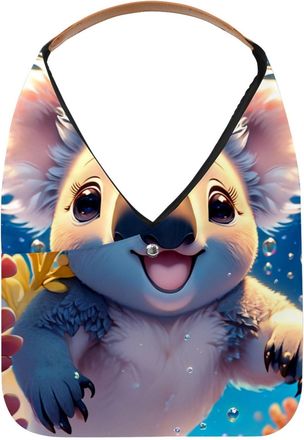 Generic Lovely Koala Swims Underwater Reusable Lightweight Grocery Bags - Foldable Into Compact Pouch, Washable & Sturdy, Multipurpose for Shopping and Travel