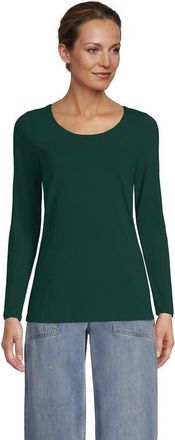 Lands End Long Sleeve Lightweight Jersey Scoop Neck T-Shirt in Pine at Nordstrom, Size X-Large