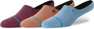 Stance Icon Assorted 3-Pack No-Show Socks in Blue/tan/burgundy at Nordstrom, Size Large