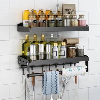 OEM Etagere A Epices Murale - Acier Inoxydable 304 - Sans Per&ccedil;age - Cuisine Salle De Bain - 40 Cm - 2 Pieces