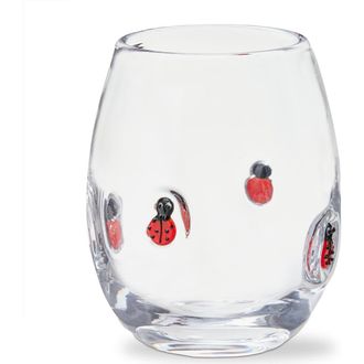 Tag Ladybug Stemless Wine Glass 16 oz Red Multi Glass 3.5x3.5x4.5 in at Nordstrom