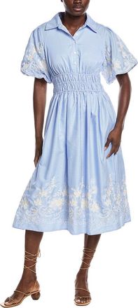 Gracia Elastic Waist Embroidered Midi Dress