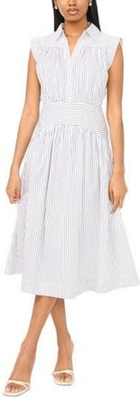 Parker Sleeveless Cotton Poplin Fit & Flare Shirtdress in Iron Gate at Nordstrom Rack, Size X-Large