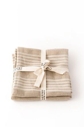 Be Home Belgian Linen Dishtowels - Set of 2 in White Stripe & Natural at Nordstrom
