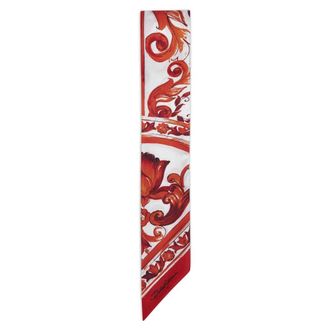 Dolce & Gabbana Silky Scarves, female, Multicolor, Size: ONE SIZE 6x100 Majolica Print Silk Twill Scarf