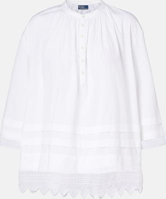 Polo Ralph Lauren Camisa de popel&iacute;n de algod&oacute;n con bordado ingl&eacute;s