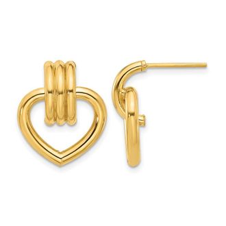Diamond2Deal 14K Yellow Gold Heart Dangle Post Earrings