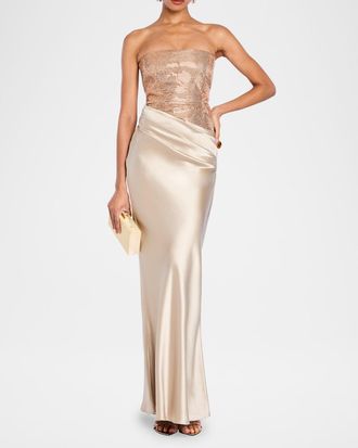 Retrof&ecirc;te Alexandra Strapless Sequin Draped Dress