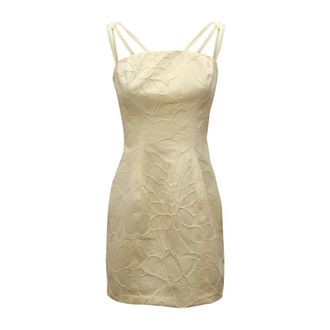 Elisabetta Franchi Ab-779-52E2 Jacquard Jurk - Dames - Korte kleedjes - Geel - M - Satijn - Kleedjes