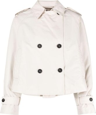 PESERICO double-breasted trench jacket - women - Cotton/Nylon/Polyamide/Polyester - 42 - Neutrals