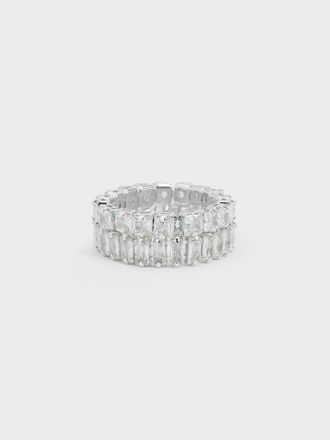 Charles & Keith Crystal Double-Row Eternity Ring