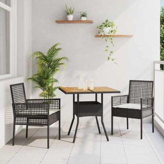 vidaXL Conjunto De Comedor De Jard&iacute;n 3 Pcs Negro Polirat&aacute;n Vidaxl
