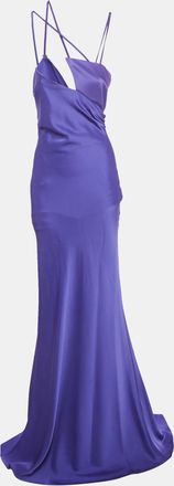 The Attico Vivid Violet Satin Melva Long Dress