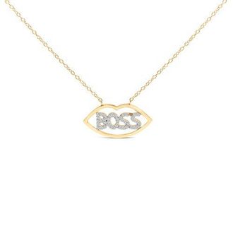 House of Brilliance 14K Yellow Gold Plated Silver 1/4 Cttw Diamond Boss Pendant Necklace at Nordstrom