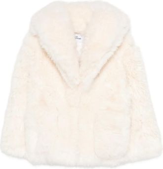 Self Portrait Jas van imitatiebont met wijde revers - Wit