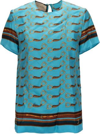 Gucci Blouses, female, Blue, Size: 2XS Blouses