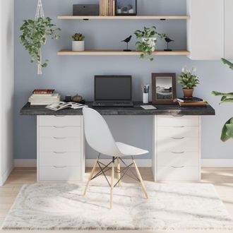 Berkfield Home Table Top Dark Grey 180x60x(2-6) cm Treated Solid Wood Oak