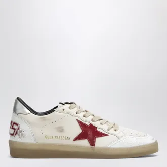 Golden Goose Ball Star sneakers in butter beige/white/red