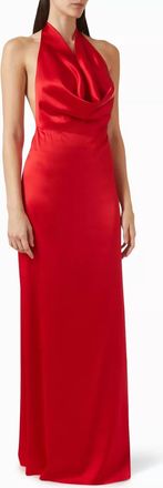 &Eacute;terne Carla Silk Cowl Neck Halter Dress In Rouge