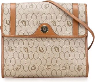 Dior Borsa a tracolla in tela cerata con motivo a nido dape e catena XX secolo - Marrone