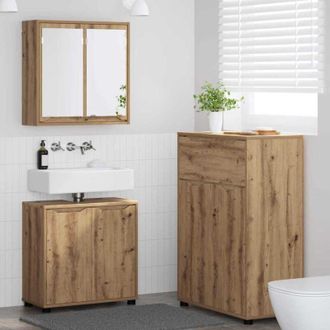 vidaXL Juego De Muebles De Ba&ntilde;o Con Caj&oacute;n Con Rueda 3 Pcs Roble Sonoma
