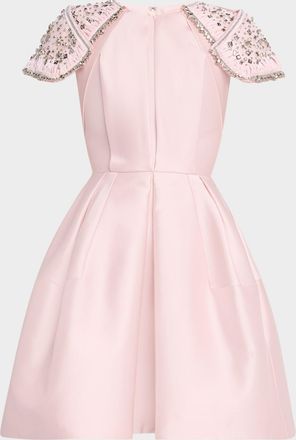 Dice Kayek Embroidered-Shoulder Fit-&-Flare Dress