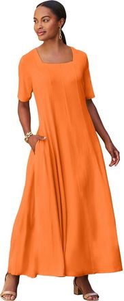 Jessica London Square Neck Maxi Dress in Orange Twist at Nordstrom, Size Medium