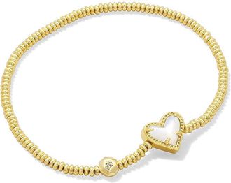 Kendra Scott Ari Heart Stretch Womens Bracelet Womens Bracelet Gold Ivory Mother Of Pearl, Brass