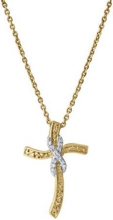 LuvMyJewelry Benedicta 10K Gold Diamond Cross Pendant - 0.05 CT in 10K Yellow Gold at Nordstrom