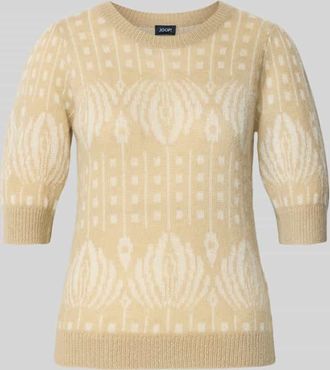Joop Slim Fit Strickpullover mit 1/2-Arm Modell Kathe in Beige, Größe 34