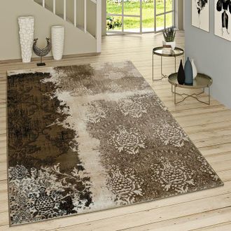 Paco Home Paco Home Alfombra Sala De Estar Con Dise&ntilde;o Rococ&oacute; Moderno En Marr&oacute;n Beige 120x170 Cm