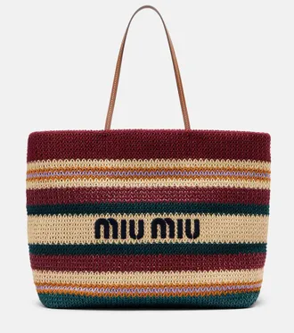Miu Miu Bolso tejido de efecto rafia a rayas
