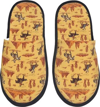 Generic Brave Cowboy Men Women Slippers Cosy Shoes Fluffy Sliders For Indoor Outdoor Winter M