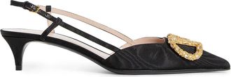 Valentino Jewel Vlogo Slingback Moir&eacute; Pumps