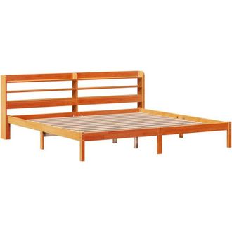 vidaXL Vidaxl - Estructura Cama Con Cabecero Madera Pino Marr&oacute;n Cera 200x200 Cm
