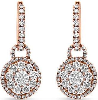 House of Brilliance 18K Rose Gold 1 1/2 Cttw Diamond Composite Dangle Earrings in Pink at Nordstrom