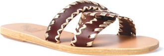 Ancient Greek Sandals Womens Desmos Stitch Slide Sandals In Chestnut