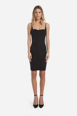 Dondup Kleedjes, Dames, Zwart, M, Bi-stretch Plain Weave Midi Jurk