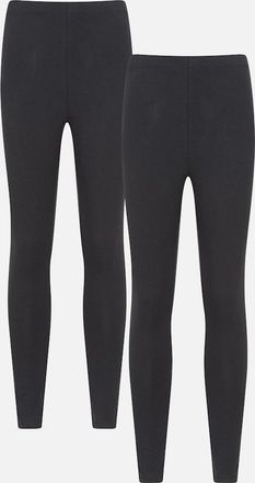 Mountain Warehouse Womens Mountain Warehouse Womens/Ladies Cotton Blend Midweight Leggings (Pack of 2) - Black - Size: 18/32in