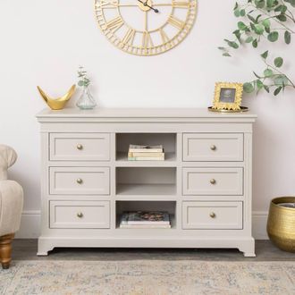 Melody Maison Large Taupe-Grey Wooden Sideboard Cabinet - Daventry Taupe-Grey Range in Grey