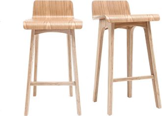 Miliboo Set De 2 Taburetes De Cocina N&oacute;rdicos Madera Clara 65 Cm Baltik