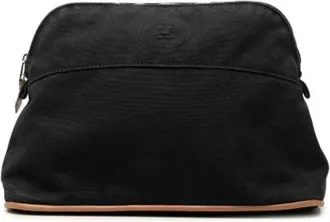 Herm&egrave;s Vintage, unisex, Zwart, ONE Size, Katoen, Pre-owned Katoenen Pouch