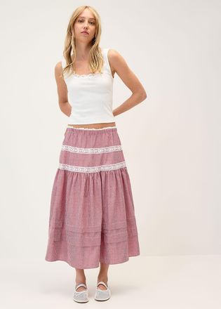 Twik Womens Lace-trim maxi skirt