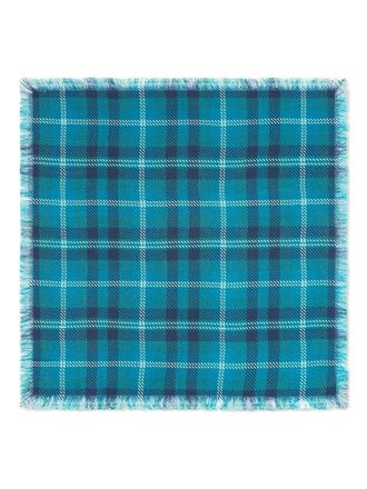 Eric Bompard Geruite sjaal met franje - Blauw