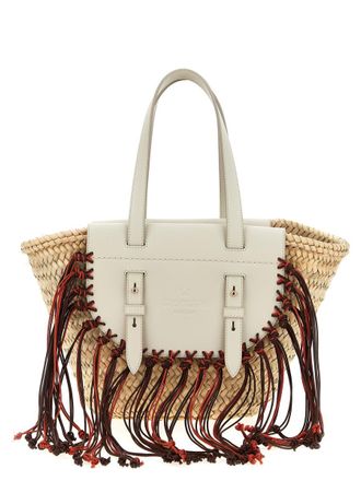 【CUBA LAB】WHITE LEATHER HABANERA FRINGES SATCHELS BAG Cuba Lab White Leather Habanera Fringes Satchels Bag In