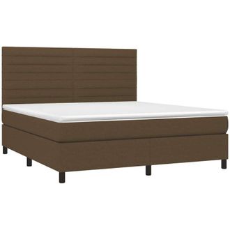 vidaXL Vidaxl - Cama Box Spring Con Colch&oacute;n Tela Marr&oacute;n Oscuro 180x200 Cm