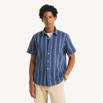 Nautica Mens Short-Sleeve Striped Shirt