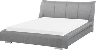Beliani Cama De Agua Tapizada Gris 180 X 200 Cm Con Accesorios Estabilizaci&oacute;n Cabecero Moderno Grande Nantes