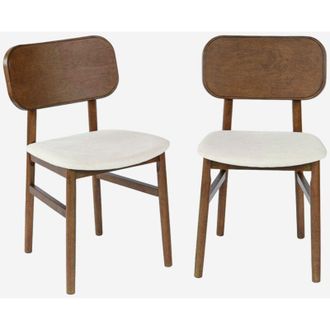 Sweeek Set di 2 sedie vintage in legno di hevea e tessuto